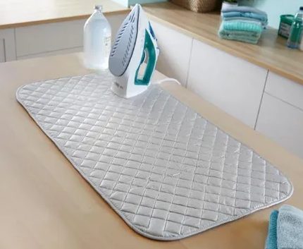 Ironing on kitchen counter