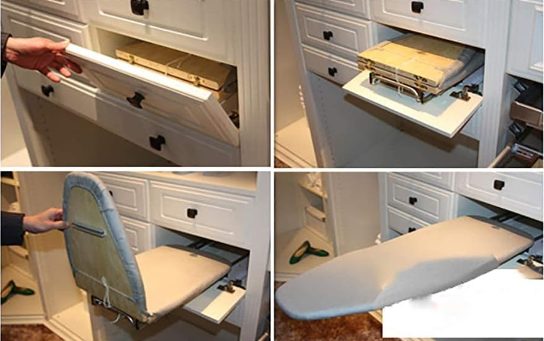 Foldable Ironing Station in Cabinet for Apartment & Small Room
